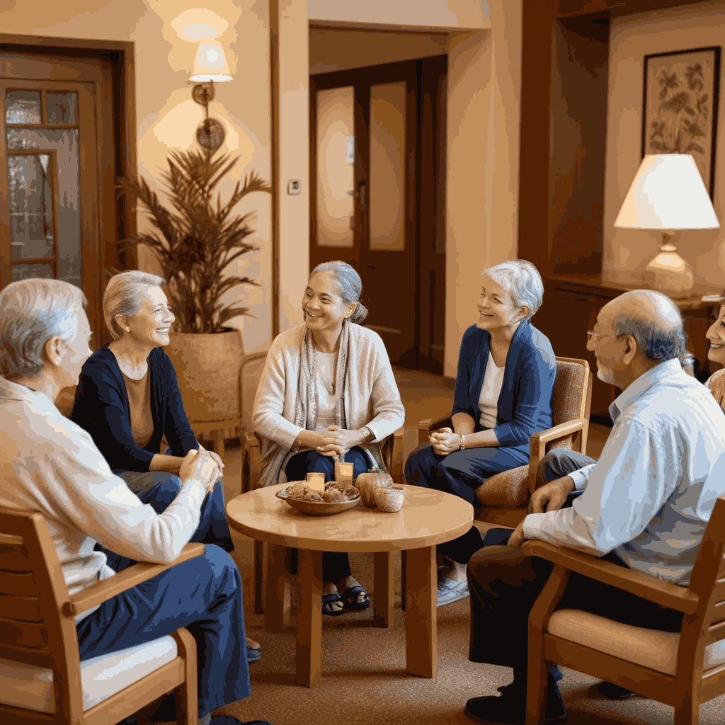 GRUPO DE IDOSOS REUNIDOS COM A TERAPEUTA E FACILITADORA  DA VIAGEM DE CONVIVENCIAS 